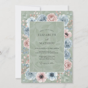 Convites Casamento com Aço Celadon e Flor de Cerejeira