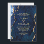 Convites Casamento com Agata Azul de Marble, Marinho Dourad<br><div class="desc">Convite para Casamento de Agatos Azuis Marble,  Marinho Dourado moderno.</div>