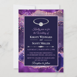 Convites Casamento com Ágata Brilho Rosa Roxo
