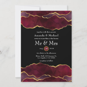 Convites Casamento com Ágata Burgundy e Dourado