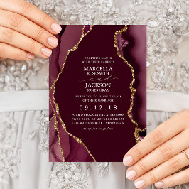 Convites Casamento com Ágata Burgundy & Gold