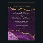 Convites Casamento com Agitação Dourada da Elegância Roxa<br><div class="desc">mármore roxo com Dourado Glitter elegante geode Wedding Invitation com fonte branca. Criado por © Casamentos Lesruba.</div>