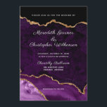 Convites Casamento com Agitação Dourada da Elegância Roxa<br><div class="desc">mármore roxo com Dourado Glitter elegante geode Wedding Invitation com fonte branca. Criado por © Casamentos Lesruba.</div>
