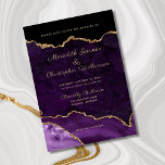 Convites Casamento com Agitação Dourada da Elegância Roxa<br><div class="desc">mármore roxo com Dourado Glitter elegante convidado de casamento de geode. Criado por © Casamentos Lesruba.</div>