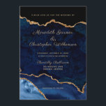 Convites Casamento com Agitação Dourada de Elegância Azul<br><div class="desc">Azul real com Dourado Convite para Casamento Agata elegante com Glitter. Criado por © Casamentos Lesruba.</div>