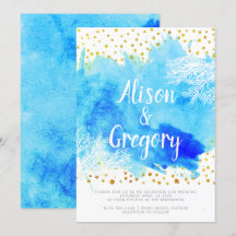 Casamento com água aquosa de recife de ouro confet