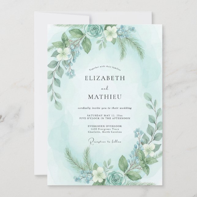 Convites Casamento com Água-Mint Eucalipto (Frente)