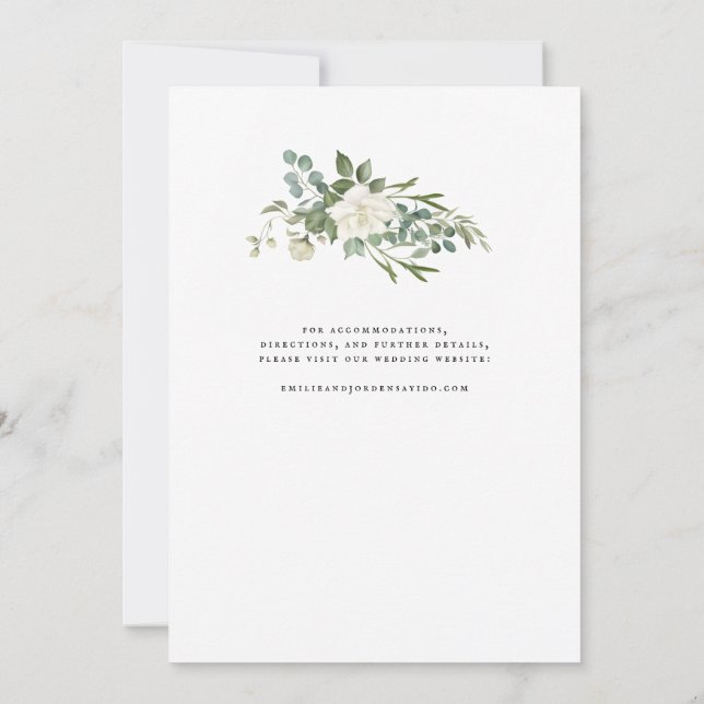 Convites Casamento com aguarela de eucalipto elegante  (Verso)