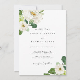 Convites Casamento com aguarela de greenery e marfim floral