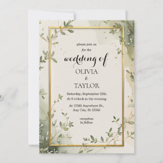 Convites Casamento com aguarela e verde