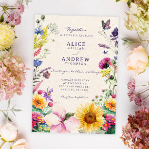 Convites Casamento com aguarela floral rústica
