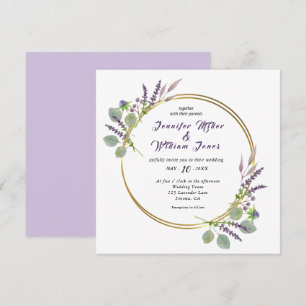 Convites Casamento com aguarela Lavanda & Eucalipto