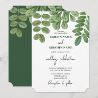 Casamento com Aguarela Moderna em Verde Esmeralda