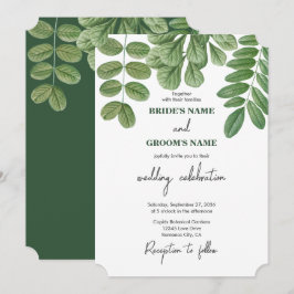 Convites Casamento com Aguarela Moderna em Verde Esmeralda
