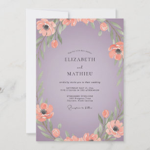 Convites Casamento com Amapola Rosa-Malva