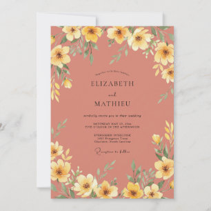 Convites Casamento com Amarelo Papoula e Argila
