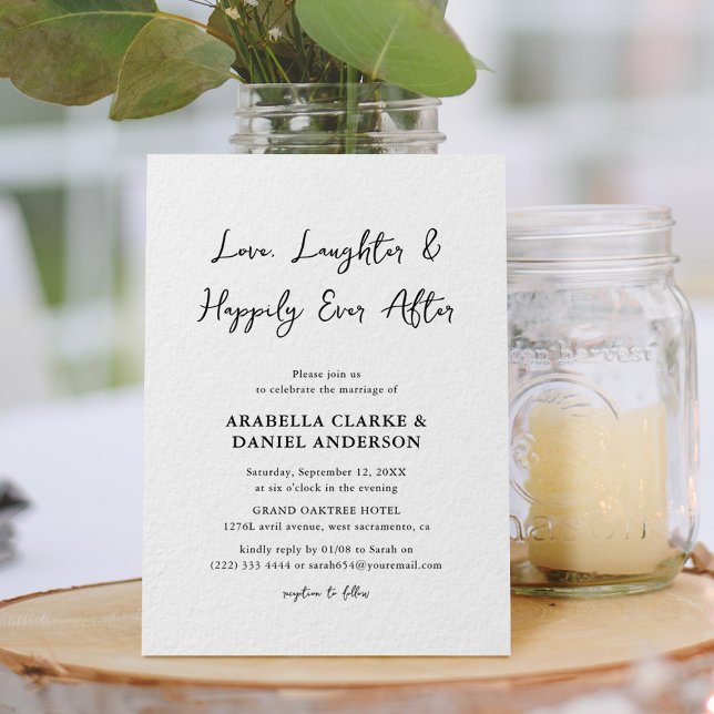 Convites Casamento com Amor, Riso e Feliz para Sempre (Criador carregado)