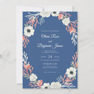 Convites Casamento com Anêmona Apricot Slate