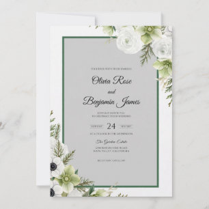 Convites Casamento com Anêmona Branca Esmeralda