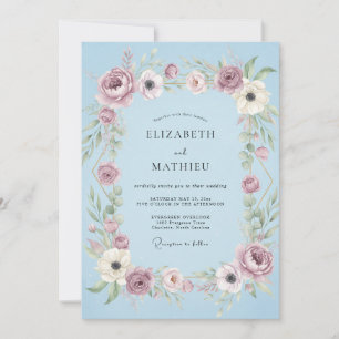 Convites Casamento com Anêmona Plum Sky