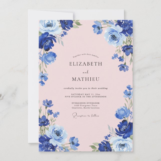 Convites Casamento com Anêmona Rosa Açafrão (Frente)