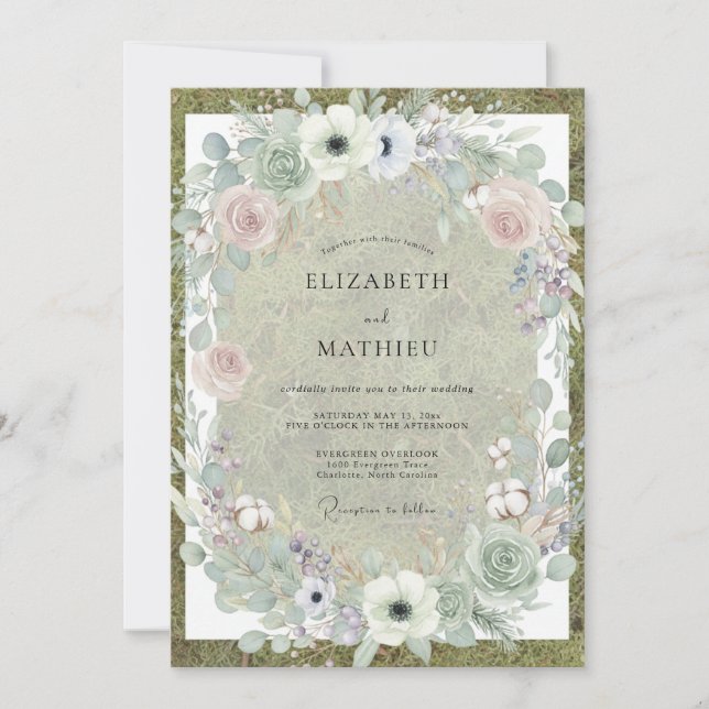 Convites Casamento com Anêmona Rosa Oliva (Frente)