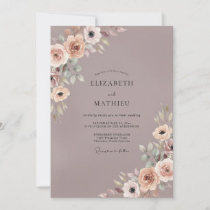 Convites Casamento com Anêmona Violeta Empoeirada