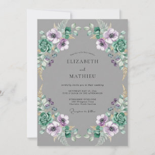 Convites Casamento com Anêmona Violeta Slate