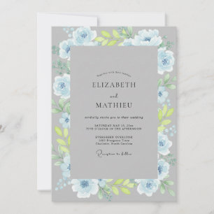 Convites Casamento com Aquarela Azul-Aço Periwinkle