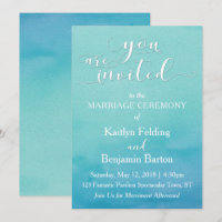 Casamento com Aquarela Azul e Verde "Você é Convid