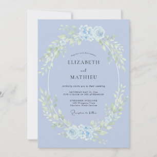 Convites Casamento com Aquarela Azul Sublime de Vinca