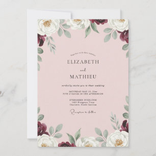 Convites Casamento com Aquarela Bege e Marrom