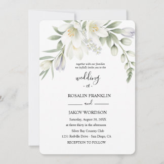 Convites casamento com aquarela branca