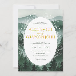 Convites Casamento com Aquarela Clássica Floral Verde da Fl