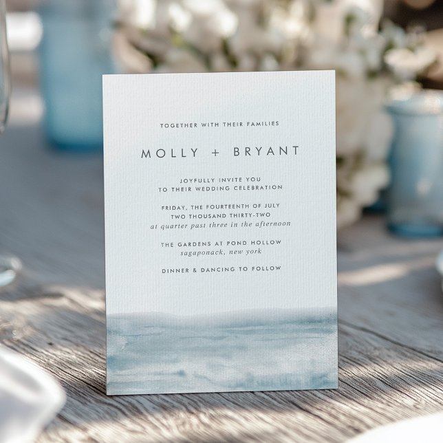 Convites Casamento com Aquarela Costeira de Baixa Costura (Criador carregado)