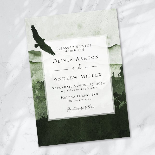 Convites Casamento com Aquarela da Floresta Pinheira Rústic (Criador carregado)