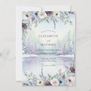 Convites Casamento com Aquarela de Água de Ardósia e Periwi