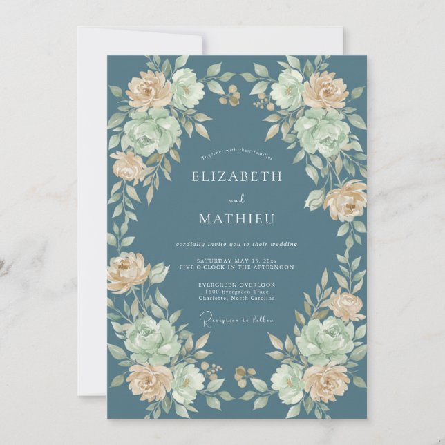 Convites Casamento com Aquarela de Champanhe em Ardósia (Frente)