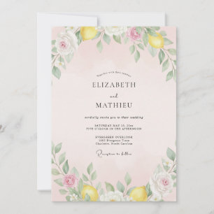 Convites Casamento com Aquarela de Citrino Pastel