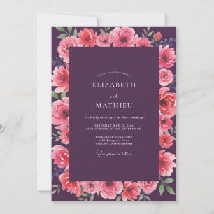 Convites Casamento com Aquarela de Coral Silenciado de Amei