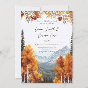Convites Casamento com Aquarela de Floresta Outonal Elegant