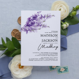 Convites Casamento com Aquarela de Lavanda Elegante