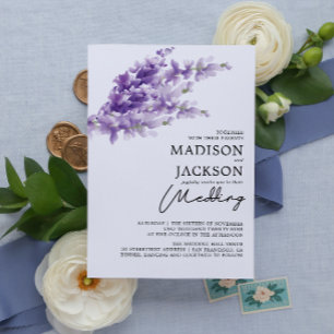 Convites Casamento com Aquarela de Lavanda Elegante
