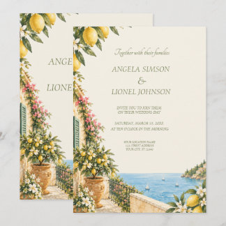 Convites Casamento com Aquarela de Limão da Costa Amalfitan
