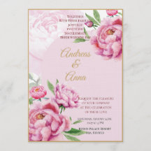 Casamento com Aquarela de Peônia Rosa Blush