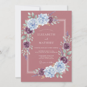 Convites Casamento com Aquarela de Plumagem Violeta