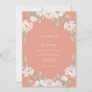 Convites Casamento com Aquarela de Terracota Quente