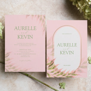 Convites Casamento com Aquarela de Verão Floral Rosa Elegan