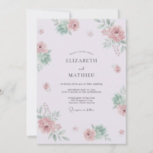Convites Casamento com Aquarela Delicada de Lavanda