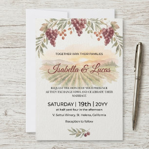 Convites Casamento com Aquarela do Vinhedo do Vale de Napa